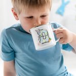 Personalisierte Cute Bunny Floral Initial 11 oz farbigen Rand Emaille-Becher mit Namen Ostern Familie Versammlung Party Geschenk für Kinder