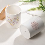 Personalized Colorful Heart Birth Flower Name Cloud Ceramic Planter Pot with Drainage and Bamboo Base Birthday Mother's Day Gift for Mom Grandma