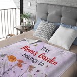 Personalized Multicolor Heart Birth Flower Garden Soft Family Throw Blanket with 1-12 Names Home Decor Birthday Mother's Day Gift for Mom Grandma