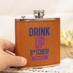 Personalised Funny Girls Night Out 6 oz Hip Flask with Name and Phrase Bachelorette Party Birthday Gift for Women