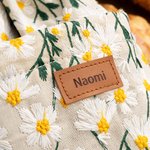 Personalised Embroidered Daisy Drawstring Lunch Bag with Engraved Name and Pockets Birthday Back to School Picnic Gift for Women Kids