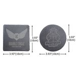 Personalised Set of 4 Engraved Logo Photo Slate Coaster with Bamboo Coaster Holder Office Decor Promotion Gift for Corporate Business Partner