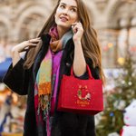 Personalisierte Cartoon-Figur Rote Jute Tasche mit Stechpalme-Schleife-Initiale und Namen Wiederverwendbare Tote Bag Weihnachten Geschenk für Familie
