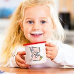 Personalisierte Cute Bunny Floral Initial 11 oz farbigen Rand Emaille-Becher mit Namen Ostern Familie Versammlung Party Geschenk für Kinder