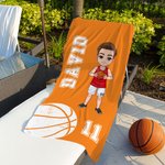 Toalla de playa personalizada de fútbol y voleibol con nombre y número regalo esencial para los amantes de los deportes de pelota
