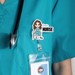 Personalizada de dibujos animados de personajes médicos de acrílico Insignia carrete con el nombre y el título del puesto de Apreciación de la Semana de la Enfermera de regalo para el médico de la enf
