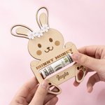 Gepersonaliseerd schattig konijntje houten geld houder met naam Paasmand Stuffers Home Decor Verjaardagscadeau voor jongens meisjes