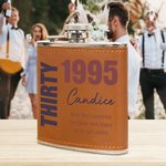 Personalised Blessing Message Portable 6 oz Leather Cover Hip Flask with Name and Age Birthday Wedding Gift for Men Liquor Lovers