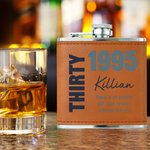 Personalised Blessing Message Portable 6 oz Leather Cover Hip Flask with Name and Age Birthday Wedding Gift for Men Liquor Lovers
