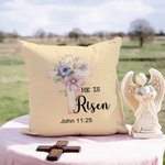 Spersonalizowany werset biblijny Zmartwychwstał 1-5 Narodziny Kwiaty Miękka poszewka na poduszkę z tekstem Dekoracja domu Religijny prezent wielkanocny dla kobiet Chrześcijanie