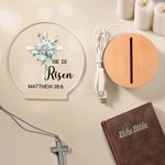 Veilleuse LED avec texte et socle en bois Décoration de la maison Cadeau de Pâques pour grand-mère maman enfants