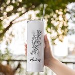 Henkilökohtainen DNA syntymä kukka 20 oz eristetty Skinny Tumbler nimi ja olki arvostus syntymäpäivälahja lääkäri Medical Staffille