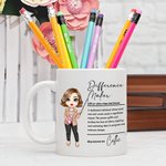Taza de cerámica personalizada con nombre Difference Maker Cartoon Teaching Character 11 oz 15 oz Teacher's Day Back to School Appreciation Gift for Teachers
