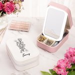 Boîte à bijoux personnalisée avec nom et miroir de maquillage LED à couleur changeante pour la fête des mères Cadeau d'anniversaire pour les médecins et le personnel médical