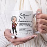 Taza de cerámica personalizada con nombre Difference Maker Cartoon Teaching Character 11 oz 15 oz Teacher's Day Back to School Appreciation Gift for Teachers