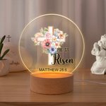 Veilleuse LED avec texte et socle en bois Décoration de la maison Cadeau de Pâques pour grand-mère maman enfants