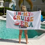 Personlig In My Cruise Era Överdimensionerad strandhandduk med namn Superabsorberande kryssningsresa Sommarsemester Födelsedagspresent för familj Vänner