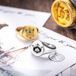 Bague chevalière blason familial personnalisée avec gravure signe héraldique - Cadeau d'anniversaire et fête des Pères pour famille et ami