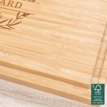 Tabla para cortar embutidos de bambú FSC con monograma grabado y ranura para zumo Decoración de hogar Regalo de boda para pareja Familia 8