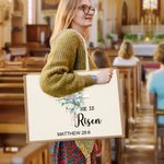 Spersonalizowany On Zmartwychwstał Werset Biblijny Krzyż Narodzin Kwiat Duża torba wielokrotnego użytku z tekstem Wielkanoc Kościół Religijny prezent dla kobiet Chrześcijanin