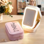 Boîte à bijoux personnalisée avec nom et miroir de maquillage LED à couleur changeante pour la fête des mères Cadeau d'anniversaire pour les médecins et le personnel médical