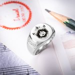Bague chevalière blason familial personnalisée avec gravure signe héraldique - Cadeau d'anniversaire et fête des Pères pour famille et ami