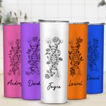 Henkilökohtainen DNA syntymä kukka 20 oz eristetty Skinny Tumbler nimi ja olki arvostus syntymäpäivälahja lääkäri Medical Staffille