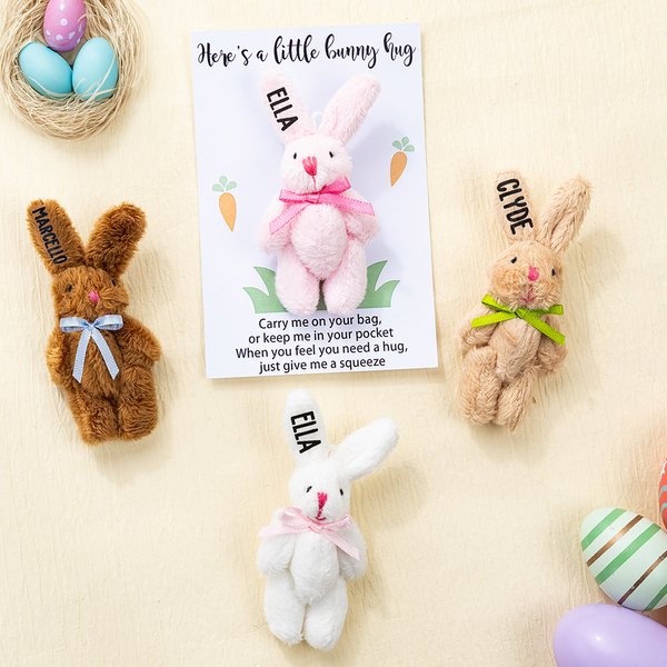 Gepersonaliseerd schattig klein pluche zak knuffelkonijntje knuffel speelgoed met naamkaartje paasmand vullers vakantie Pasen verjaardagscadeau voor kinderen