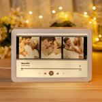 Personalisierter LED Fotorahmen | Spiegel | im Musik-Player Design | mit Namen und Text | Geschenk für Paare Familie und Freunde