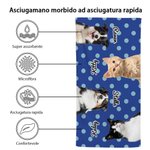 Asciugamano da spiaggia personalizzato con foto a pois e nome, super assorbente e ad asciugatura rapida, regalo di compleanno per gli amanti degli ani