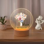 Veilleuse LED avec texte et socle en bois Décoration de la maison Cadeau de Pâques pour grand-mère maman enfants
