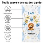 Toalla de playa de gran tamaño y secado rápido con el nombre de un animal de acuarela personalizado Accesorios de vacaciones de cumpleaños Regalo para 7