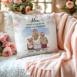 Funda de cojín personalizada de acuarela de flores para mamá y niño con nombres Decoración del hogar Cumpleaños Día de la madre Regalo para mamá