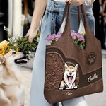 Borsa tote personalizzabile fino a 6 nomi stampa fronte e retro cane e gatto stile vintage anniversario regalo per amanti degli animali domestici