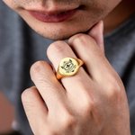 Bague chevalière blason familial personnalisée avec gravure signe héraldique - Cadeau d'anniversaire et fête des Pères pour famille et ami