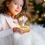Veilleuse LED avec texte et socle en bois Décoration de la maison Cadeau de Pâques pour grand-mère maman enfants