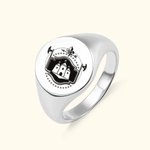 Bague chevalière blason familial personnalisée avec gravure signe héraldique - Cadeau d'anniversaire et fête des Pères pour famille et ami