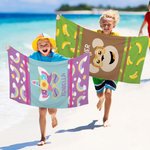Personifierad Fantasy Unicorn Dog Fox Monkey Design Överdimensionerad snabbtorkande strandhandduk med namn Strandpool Party Födelsedagspresent för pojkar flickor