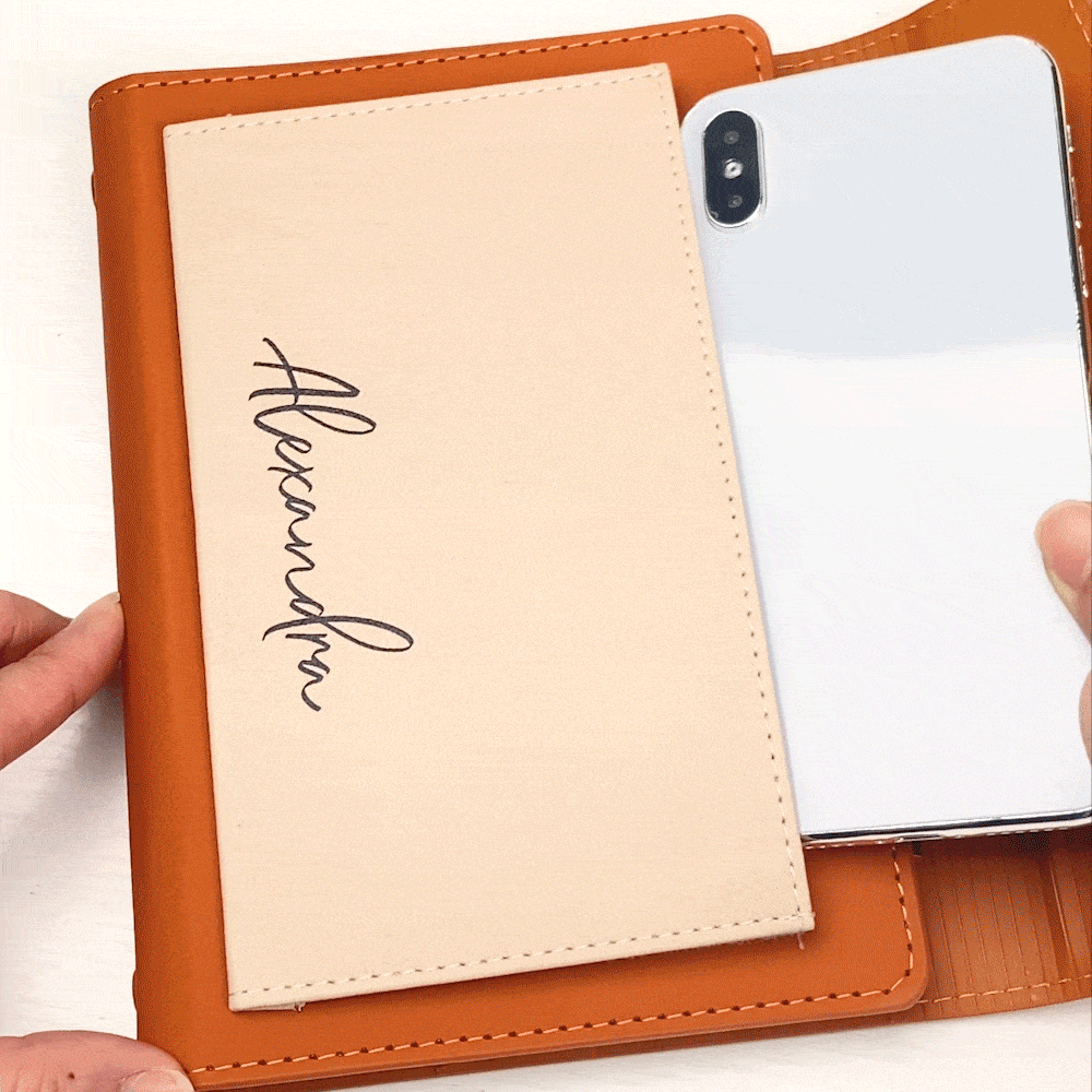 Henkilökohtainen Monogram A6 A5 A5 Nahka Notebook Kynä Set kortin haltija ja matkapuhelin varastointi kerros 90 sivua Syntymäpäivä Business lahja työntekijälle