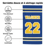 Serviette de Plage Personnalisée avec Nom et Numéro Style Monogramme Rayé Multicolore Cadeau Anniversaire pour Amoureux du Sport
