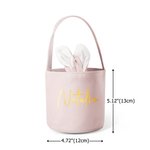 Personalized Cute Bunny Ears Pom Pom Tail Plush Bucket Bag Basket with Name Easter Egg Hunt Supplies Birthday Party Favors Gift for Kids
