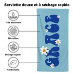 Serviette de Plage Personnalisée avec Nom Serviette Super Douce Absorbante Cadeau de Vacances Fête pour Femme Famille