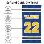 Henkilökohtainen monivärinen monogrammi raita nopea kuivua ylisuuri rantapyyhe nimi ja numero Beach Essential Game Day syntymäpäivälahja urheilun ystäville