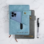 Libreta de cuero A5 personalizada con nombre en papel metalizado dorado, páginas rayadas y cierre Diario Graduación Cumpleaños Regalo para la familia Amigos