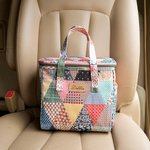 Personalized Old School Patchwork Insulated Lunch Bag with Engraved Name Portable Back to School Work Picnic Accessories Gift for Teachers Students
