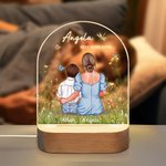 Veilleuse LED Personnalisée Style à l'Aquarelle avec Nom de la Maman et 1-3 Enfants Cadeau de Fête des Mères ou d'Anniversaire pour Maman