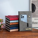 Libreta de cuero A5 personalizada con nombre en papel metalizado dorado, páginas rayadas y cierre Diario Graduación Cumpleaños Regalo para la familia Amigos