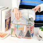 Personalized Old School Patchwork Insulated Lunch Bag with Engraved Name Portable Back to School Work Picnic Accessories Gift for Teachers Students