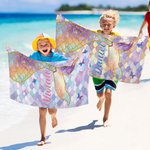Personalized Cute Mermaid Quick Dry Oversized Beach Towel with Name Vacation Party Beach Party Accessories Summer Gift for Her