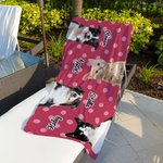 Personalized Pet Photo Polka Dots Beach Towel with Name Super Absorbent Quick Dry Vacation Pool Party Birthday Gift for Pet Lovers Owners